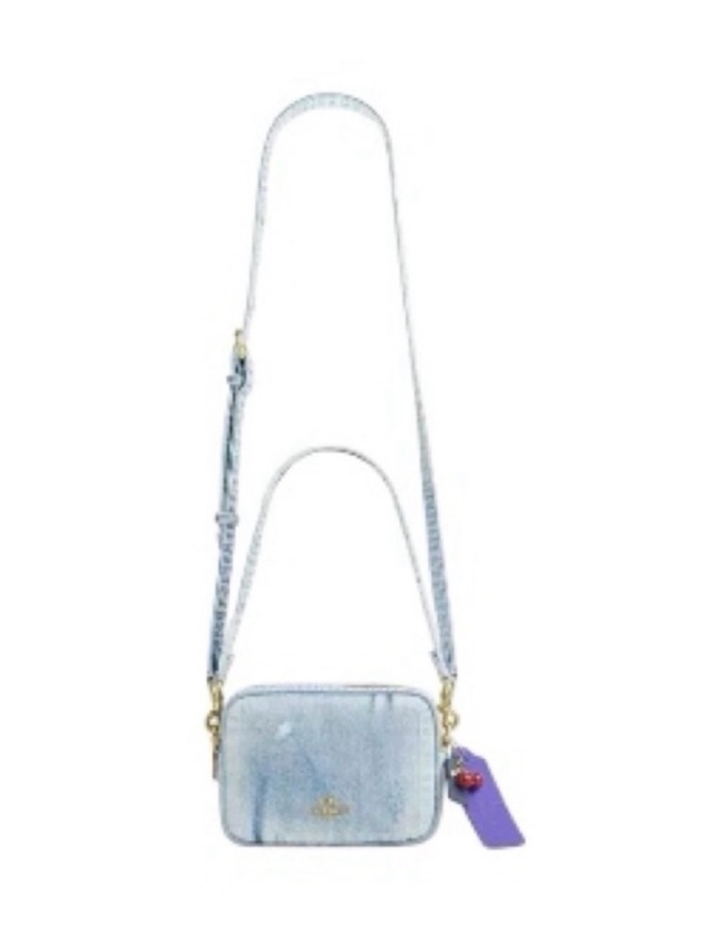 Coach Mini Carey Crossbody Bag In Loved Denim With Charms